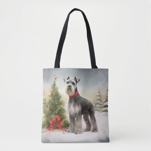 Schnauzer Dog im Schnee Weihnachten (Vorderseite)
