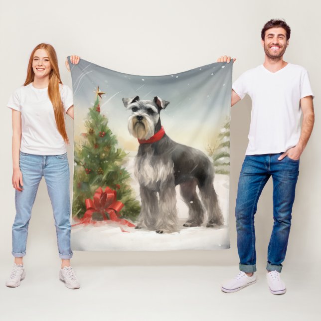 Schnauzer Dog im Schnee Weihnachten Fleecedecke (Beispiel)