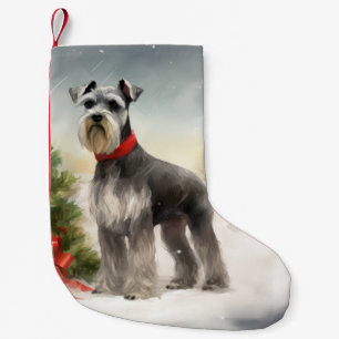 Schnauzer Dog im Schnee Weihnachten Kleiner Weihnachtsstrumpf