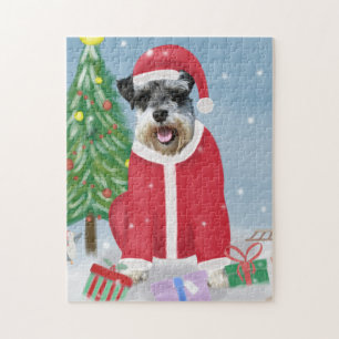 Schnauzer Dog im Schnee Weihnachten Puzzle