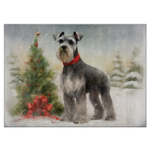 Schnauzer Dog im Schnee Weihnachten Schneidebrett