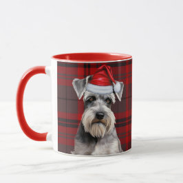 Schnauzer Dog Lover Holiday Red Plaid Christmas Tasse