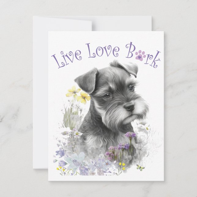 Schnauzer Dog Mama Floral Mitteilungskarte (Vorderseite)
