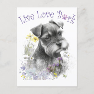 Schnauzer Dog Mama Floral Postkarte