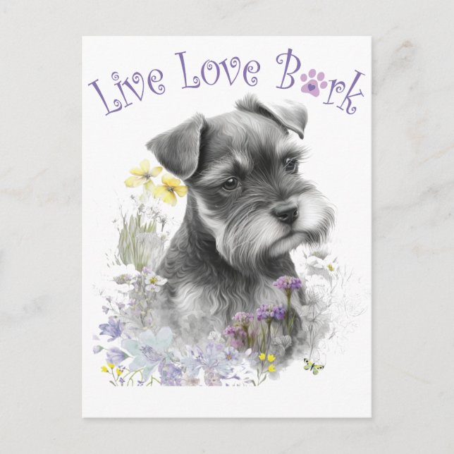 Schnauzer Dog Mama Floral Postkarte (Vorderseite)