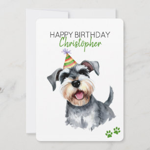 Schnauzer Dog Personalisiert Happy Birthday Flat Karte