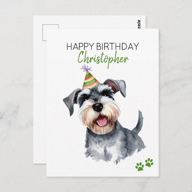 Schnauzer Dog Personalisiert Happy Birthday Postkarte (Vorne/Hinten)