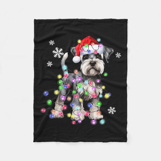 Schnauzer Dog Reindeer Christmas Lights Ugly Xmas  Fleecedecke (Vorderseite)