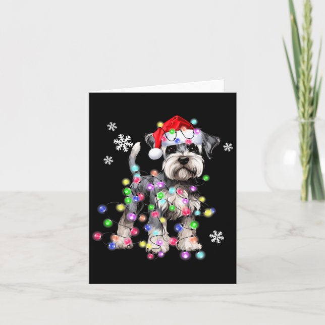 Schnauzer Dog Reindeer Christmas Lights Ugly Xmas  Karte (Vorderseite)
