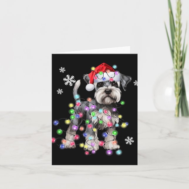 Schnauzer Dog Reindeer Christmas Lights Ugly Xmas  Karte (Vorderseite)