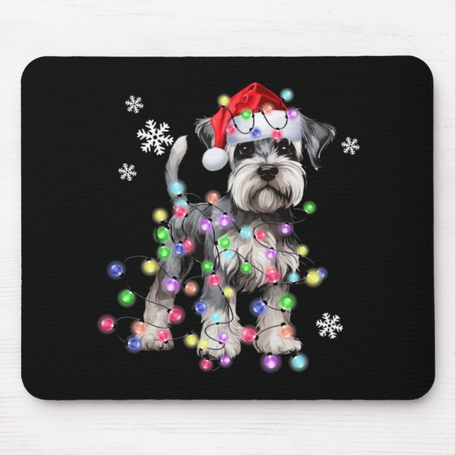 Schnauzer Dog Reindeer Christmas Lights Ugly Xmas  Mousepad (Vorne)