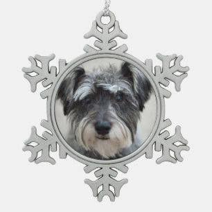 Schnauzer Dog Schneeflocken Zinn-Ornament