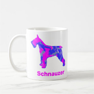 Schnauzer Dog Silhouette Crazy Hot Pink Kaffee Tas Kaffeetasse