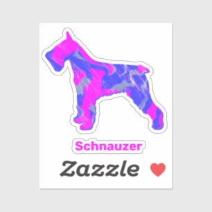 Schnauzer Dog Silhouette Crazy Hot Pink Square Sti Aufkleber