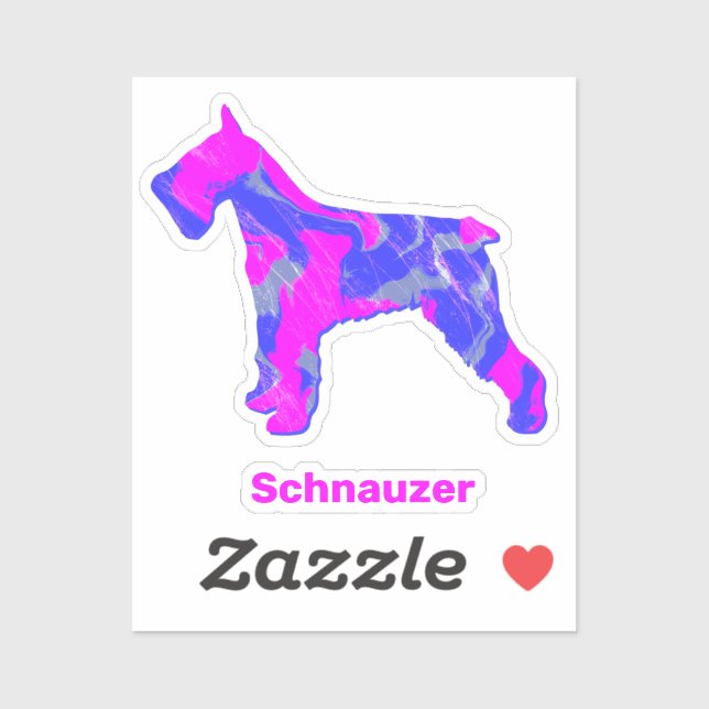 Schnauzer Dog Silhouette Crazy Hot Pink Square Sti Aufkleber (Blatt)