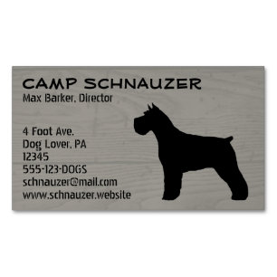 Schnauzer Dog Silhouette Imitate Wood Style Magnetische Visitenkarte