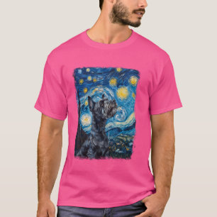 Schnauzer Dog Starry Night Painting T-Shirt