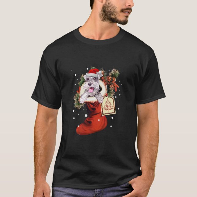 Schnauzer Dog Tree Weihnachtssüßer Weihnachtsmann  T-Shirt (Vorderseite)