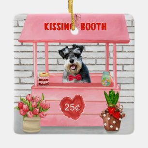 Schnauzer Dog Valentine's Day Kissing Booth Keramikornament