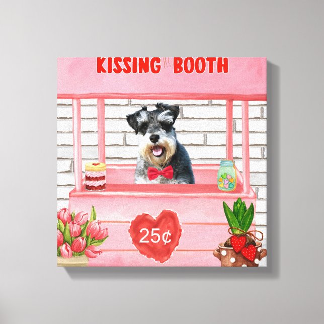 Schnauzer Dog Valentine's Day Kissing Booth Leinwanddruck (Vorderseite)
