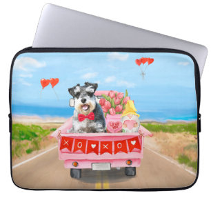 Schnauzer Dog Valentine's Day Lkw Herz Laptopschutzhülle