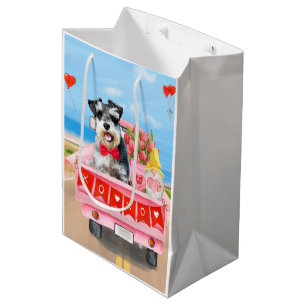 Schnauzer Dog Valentine's Day Lkw Herz Mittlere Geschenktüte