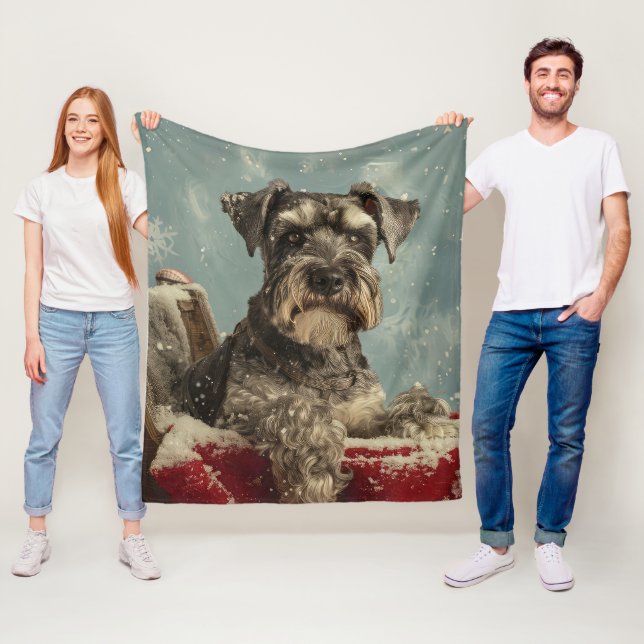 Schnauzer Dog Weihnachtsfest Fleecedecke (Beispiel)
