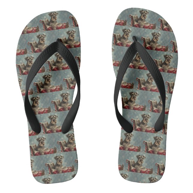 Schnauzer Dog Weihnachtsfest Flip Flops (Fußbett)