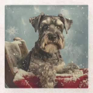 Schnauzer Dog Weihnachtsfest Glasuntersetzer