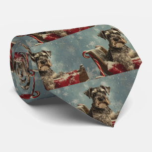 Schnauzer Dog Weihnachtsfest Krawatte