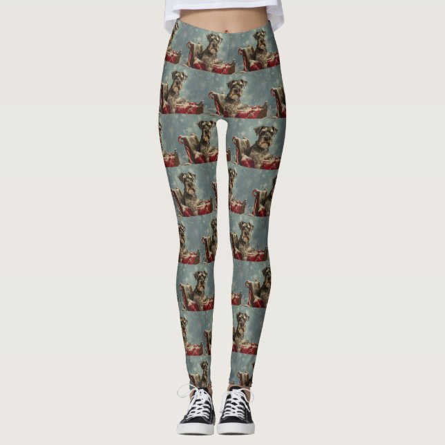 Schnauzer Dog Weihnachtsfest Leggings (Vorderseite)
