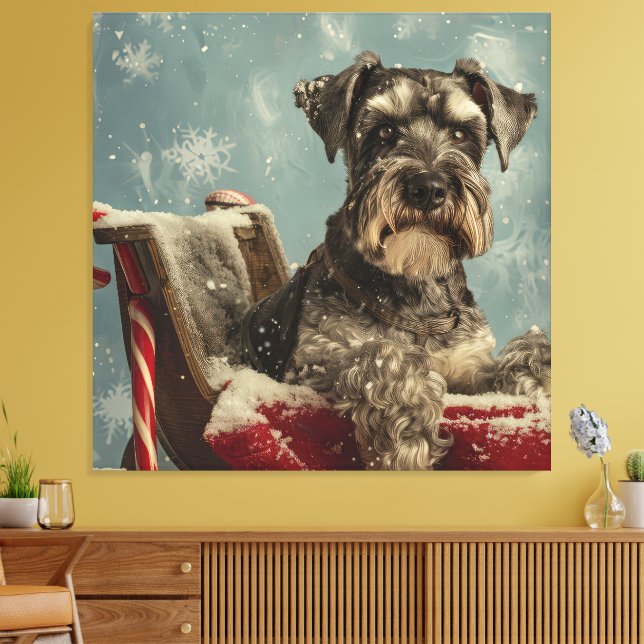 Schnauzer Dog Weihnachtsfest Leinwanddruck (Insitu (Wohnzimmer))