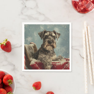Schnauzer Dog Weihnachtsfest Serviette
