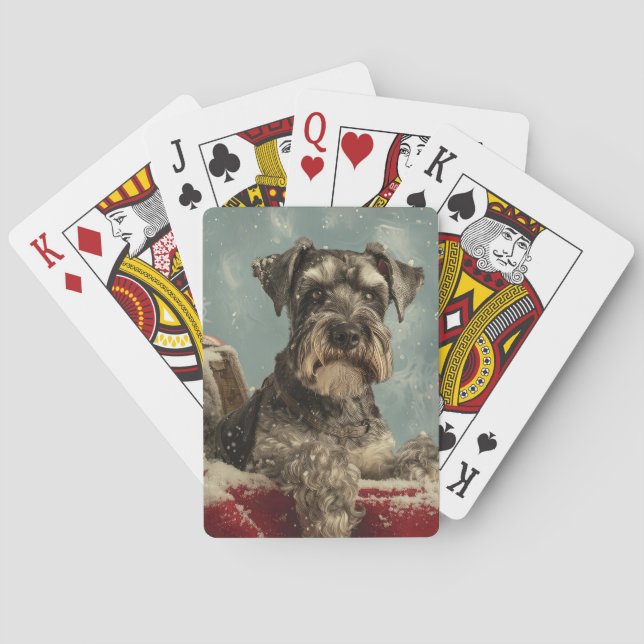 Schnauzer Dog Weihnachtsfest Spielkarten (Rückseite)