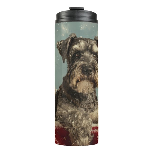 Schnauzer Dog Weihnachtsfest Thermosbecher (Vorderseite)
