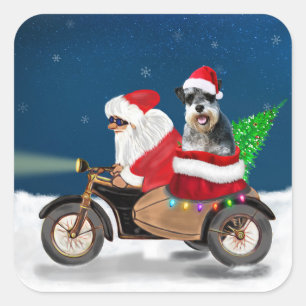 Schnauzer Dog Weihnachtsmann Claus Quadratischer Aufkleber