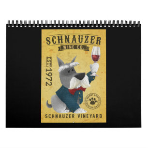 Schnauzer Dog Wine Funny Schnauzer Dog Lover Kalender