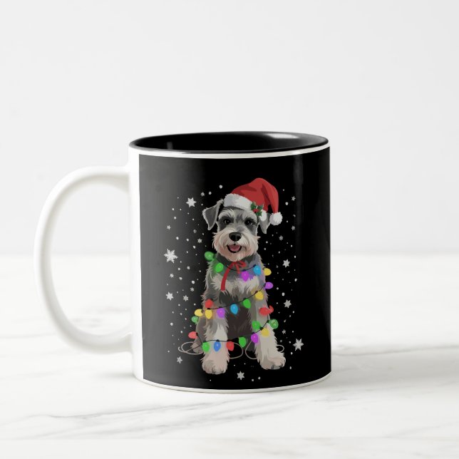 Schnauzer Dogs Tree Christmas Xmas Pet Animal Dog  Zweifarbige Tasse (Links)