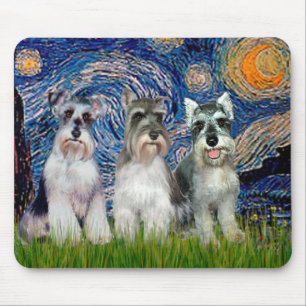 Schnauzer (drei) - Starry Night Mousepad
