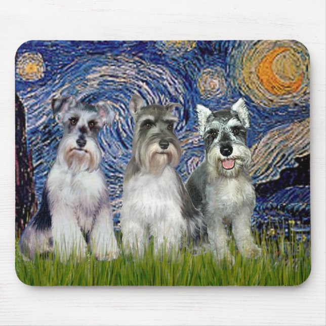 Schnauzer (drei) - Starry Night Mousepad (Vorne)