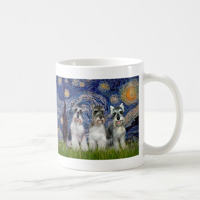 Schnauzer (drei) - Starry Night Tasse (Rechts)