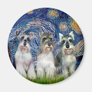 Schnauzer (drei) - Sternennacht Magnet