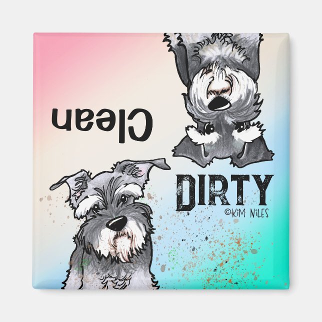 Schnauzer duo Clean Dirty Geschirrspüler Magnet (Vorne)