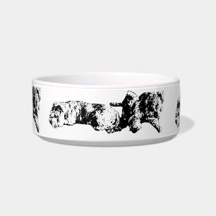 Schnauzer-Duo – Stylische Graustufen-Tierschale Napf