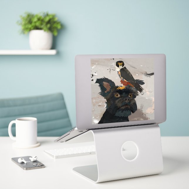 SCHNAUZER & FALKE AUFKLEBER (Laptop auf Schreibtisch)