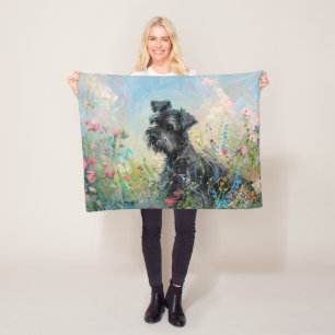 Schnauzer-farbige Wildblumen Fleecedecke