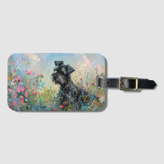 Schnauzer-farbige Wildblumen Gepäckanhänger (Vorderseite (Horizontal))