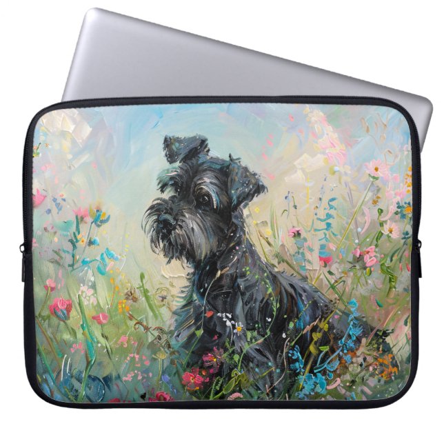 Schnauzer-farbige Wildblumen Laptopschutzhülle (Vorderseite)