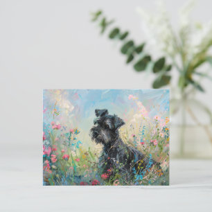 Schnauzer-farbige Wildblumen Postkarte