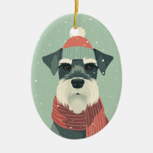 Schnauzer-Feiertagsandenken Keramik Ornament